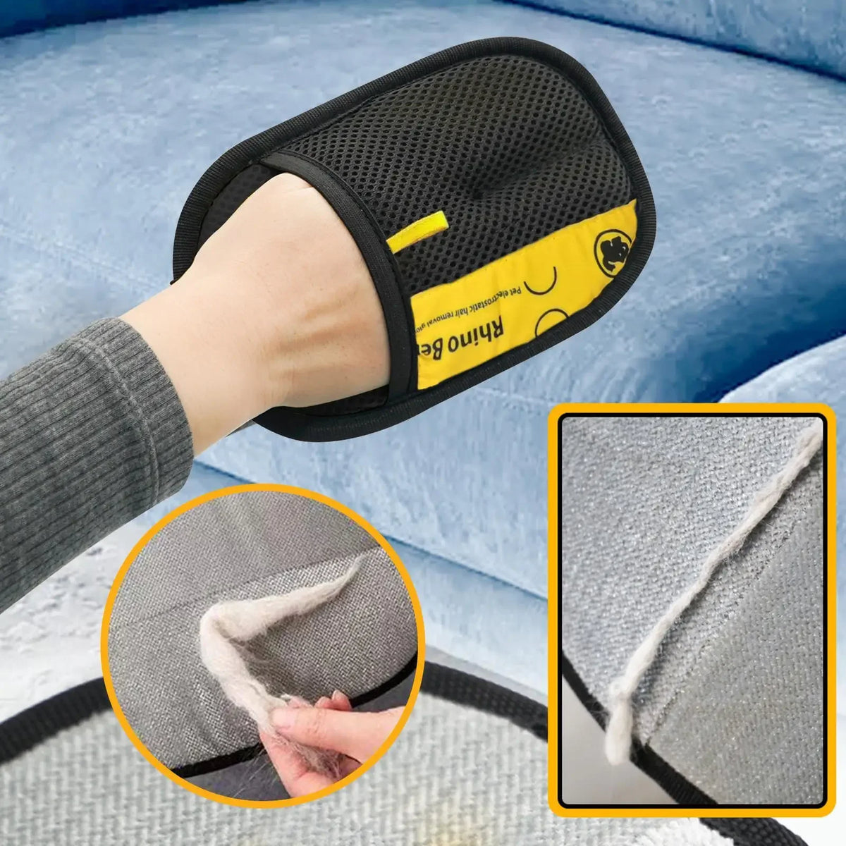 Gants anti-poils électrostatiques pour chien Câline & Co - poils retirés du tissu