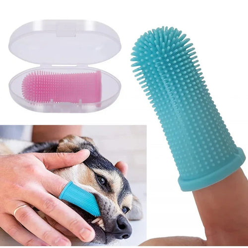 Brosse à dents doigt en silicone pour chien Câline & Co - vue d'ensemble