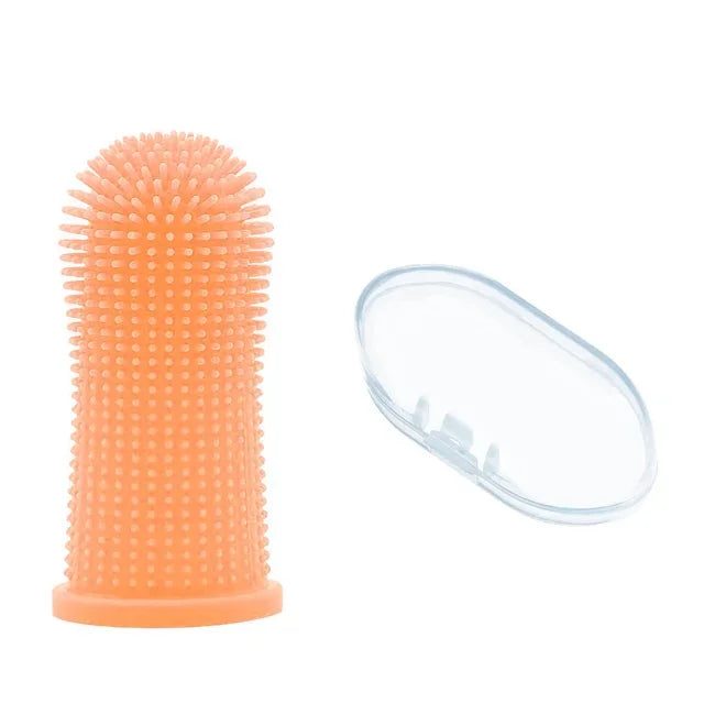 Brosse à dents doigt en silicone pour chien Câline & Co - gros plan des picots en silicone